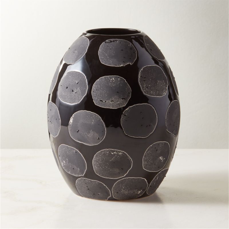 Gila Black Ceramic Spotted Vase with Reactive Glaze - image 1 of 8