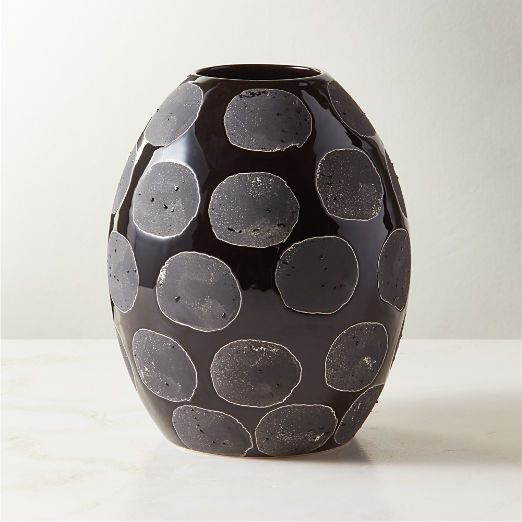 Gila Black Ceramic Spotted Vase with Reactive Glaze