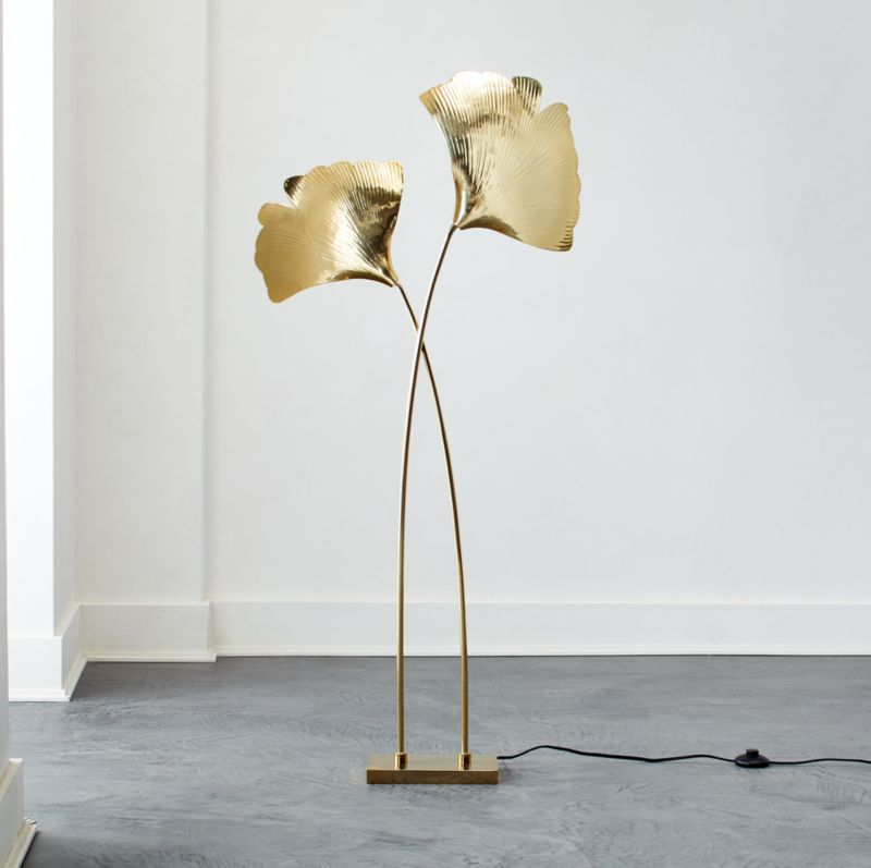 Ginkgo Brass Sculptural Floor Lamp, Cb2 Table Lamp