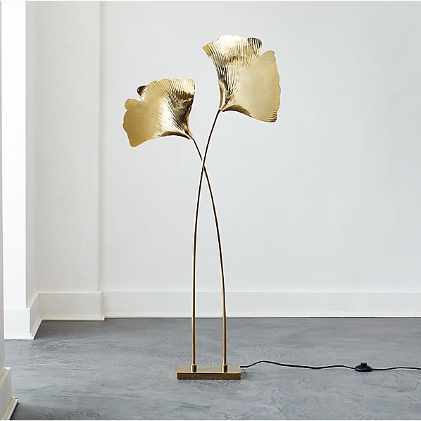 Ginkgo Brass Sculptural Floor Lamp + 
