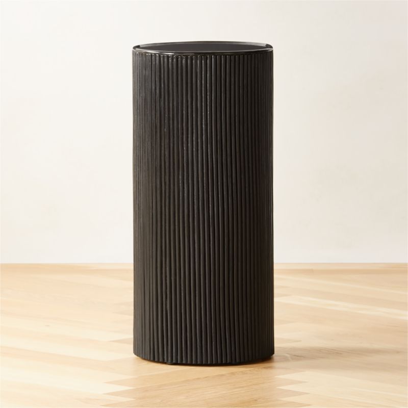 Giro Small Black Rattan Pedestal Table - image 0 of 6