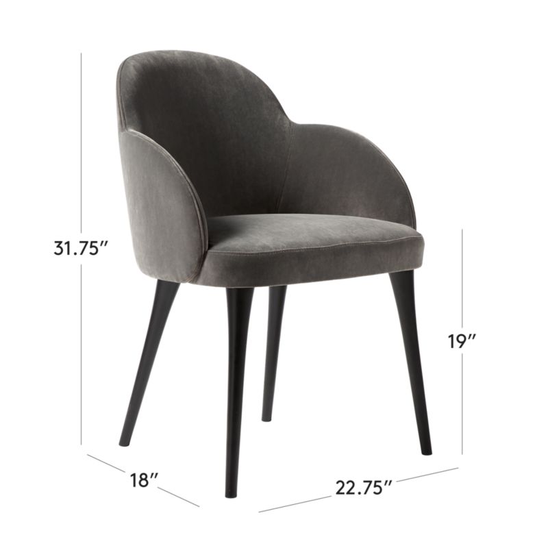 Giulia Grey Velvet Dining Armchair + Reviews | CB2