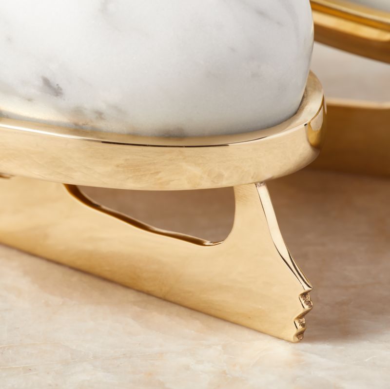 Glace Marble and Unlacquered Brass Ice Skates Decoration - image 1 of 5