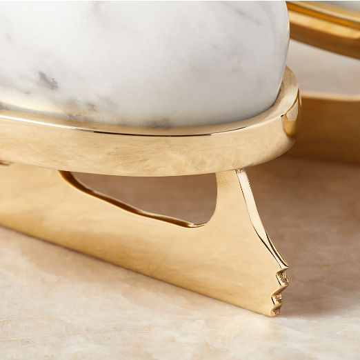 Glace Marble and Unlacquered Brass Ice Skates Decoration