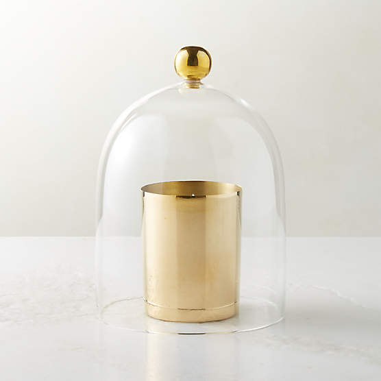 Glass Cloche with Unlacquered Brass Knob