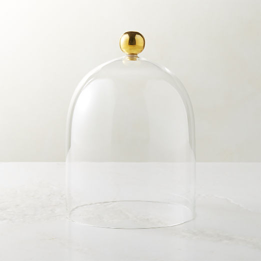 Glass Cloche with Unlacquered Brass Knob