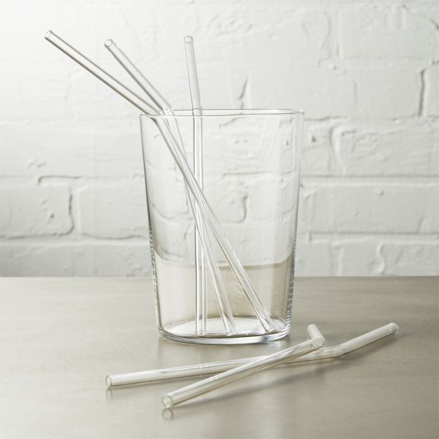Set of 8 Glass Straws + Reviews CB2