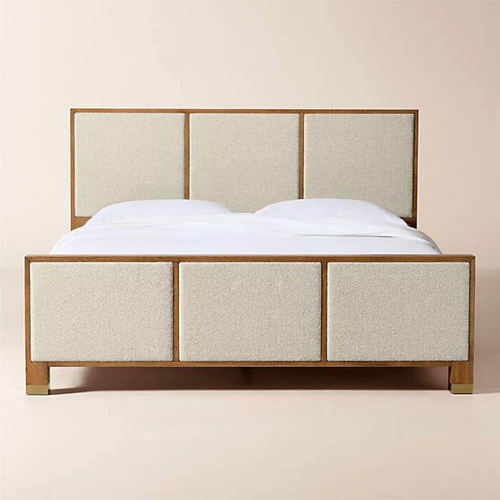 Glenn Oak Upholstered King Bed