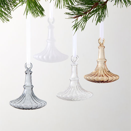 Glisten Multicolor Glass Christmas Tree Ornament Set of 4