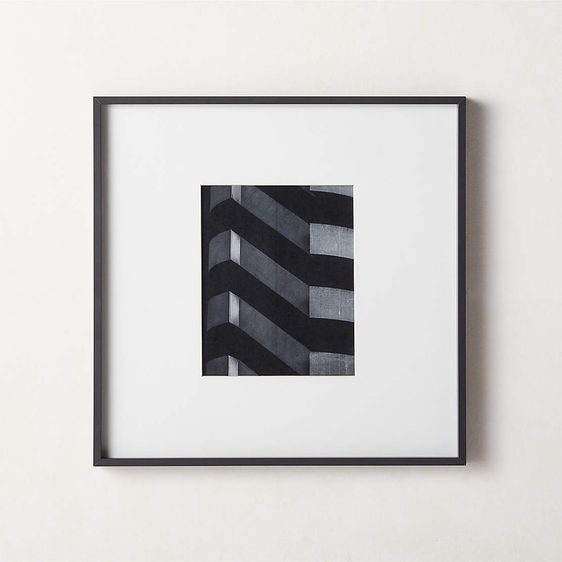 Gallery Soft Black Picture Frame with White Mat 4"x6" + Reviews CB2