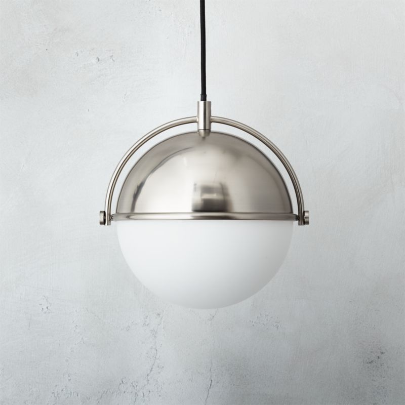 Frosted Lighting Cb2 Globe Small Brushed Nickel Pendant Light