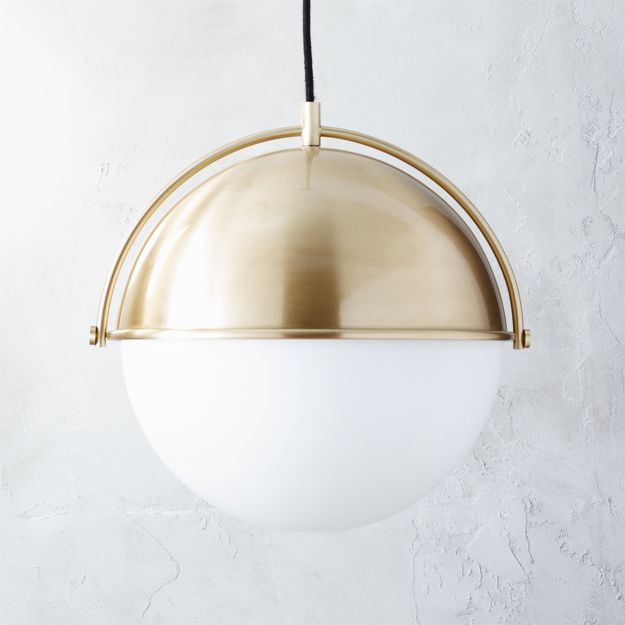 Glass And Brass Pendant Light 