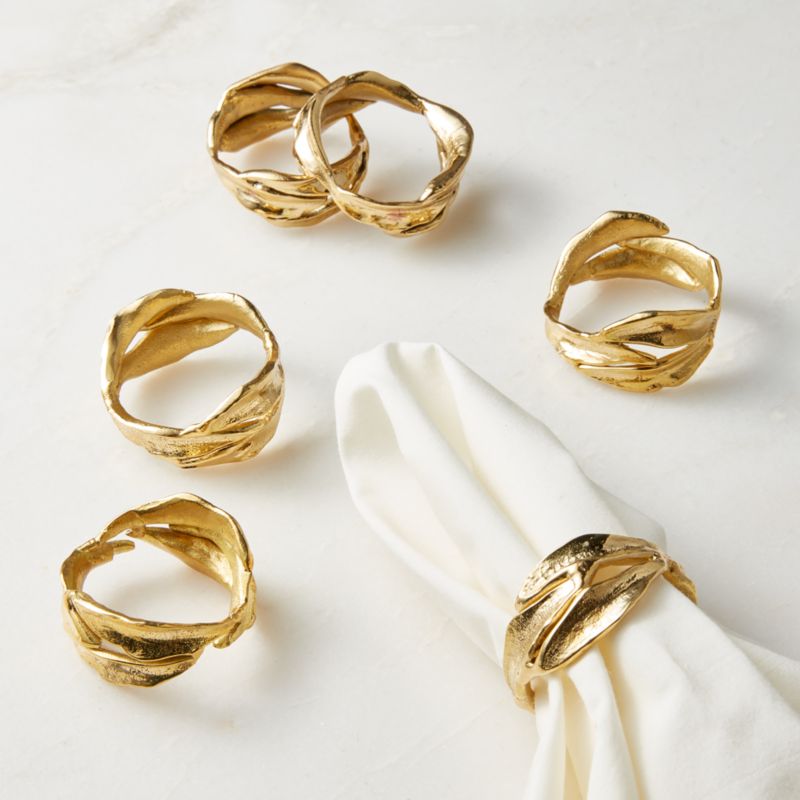 View Glora Gold Napkin Rings, Set of 6 details