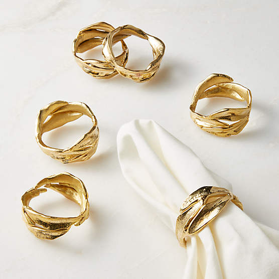 Glora Gold Napkin Rings, Set of 6