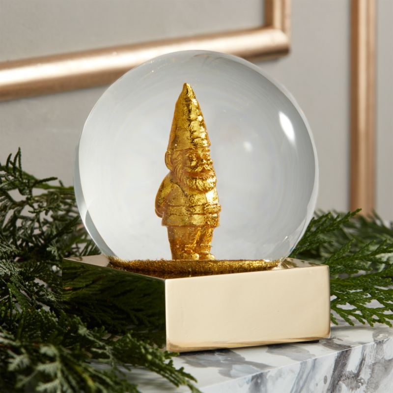 Unique Christmas Snow Globes Cb2 Gold Gnome Snow Globe