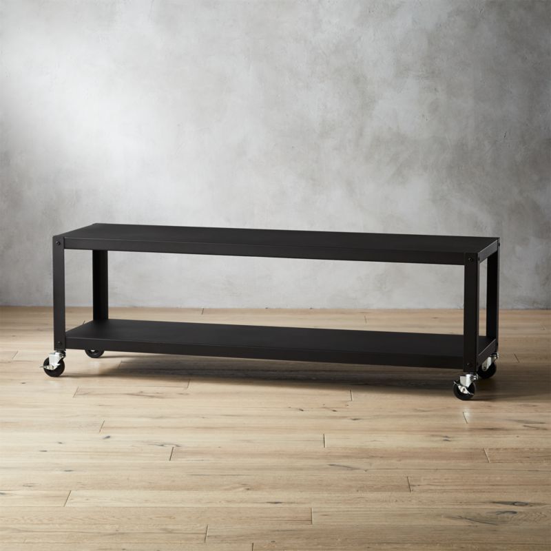 Rolling Sofa Tables Television Stands Cb2 Go Cart Black Rolling Media Console