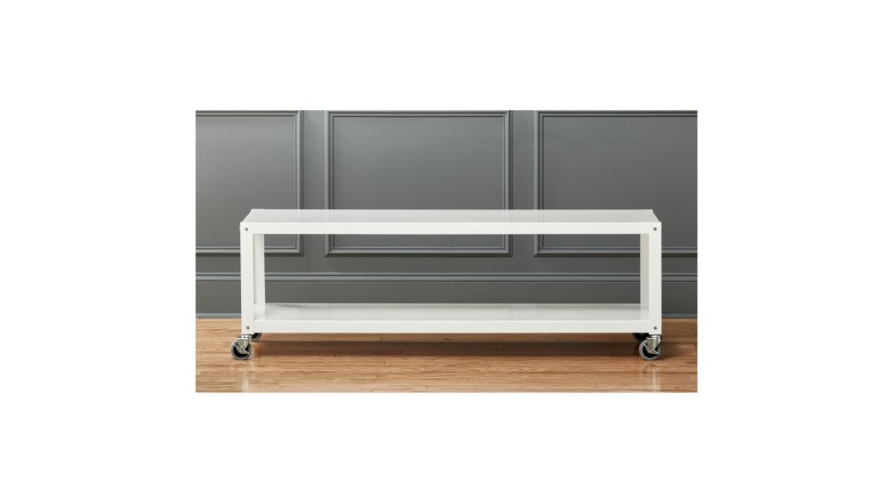 go-cart white rolling media console + Reviews | CB2