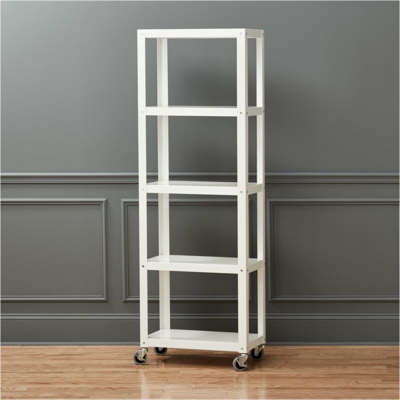 Shop Go-Cart White Five-Shelf Rolling Bookcase from CB2 on Openhaus