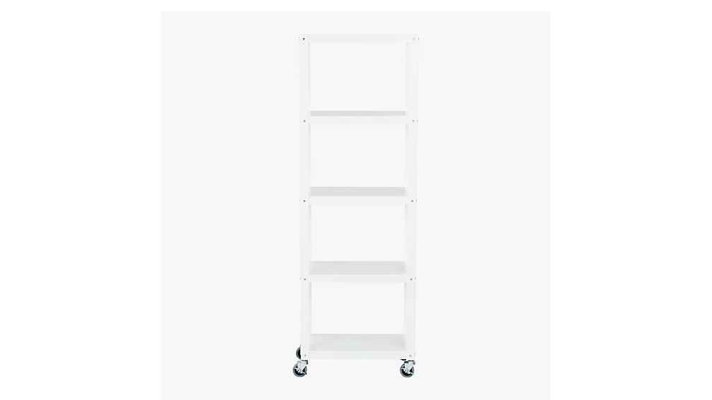 Go Cart White Five Shelf Rolling Bookcase Reviews Cb2
