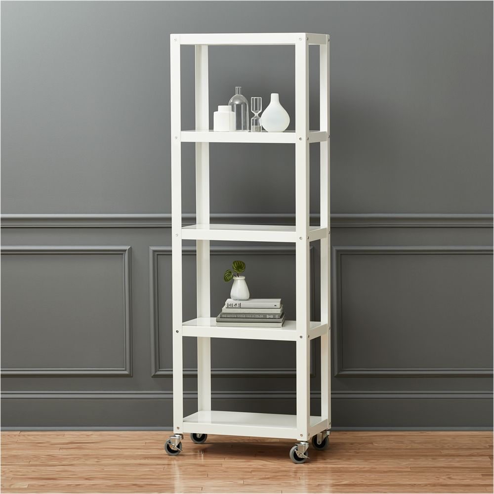Online Designer Business/Office go-cart white five-shelf rolling bookcase