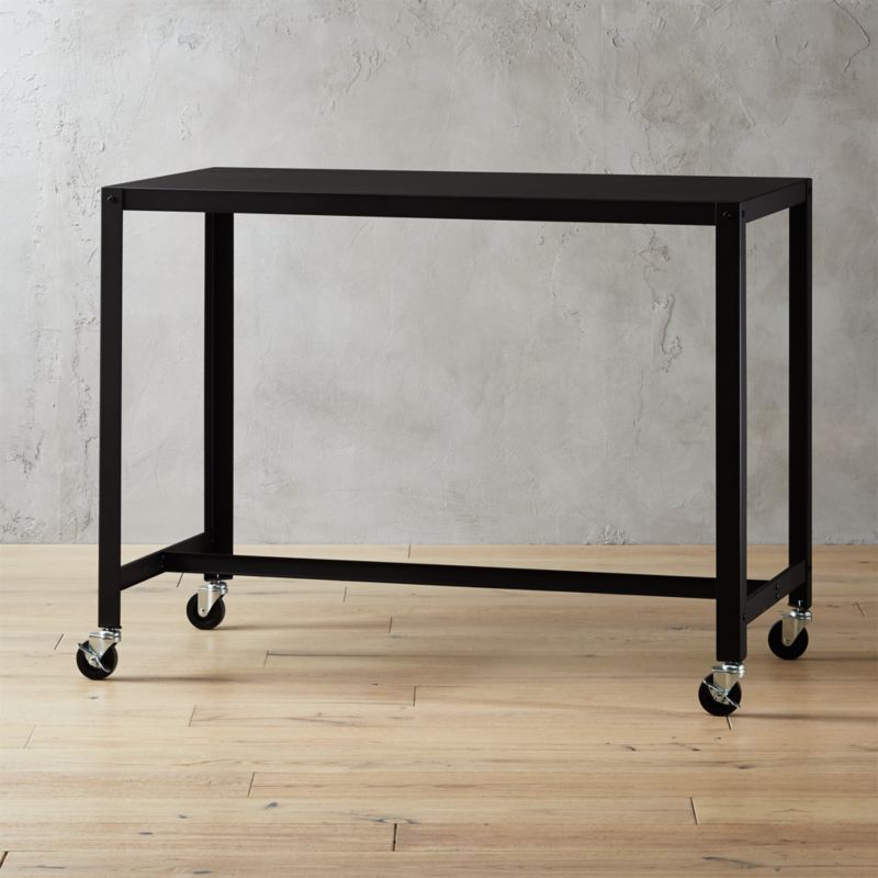 Office Furniture On Wheels Cb2 Go Cart Black Rolling Counter Table Stand Up Desk