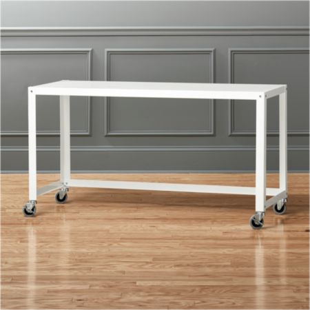 Go Cart White Console Table On Wheels Cb2