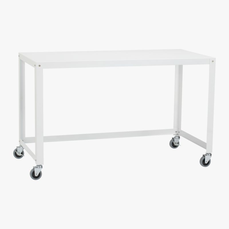 Go-Cart White Metal Desk on Wheels - image 5 of 12