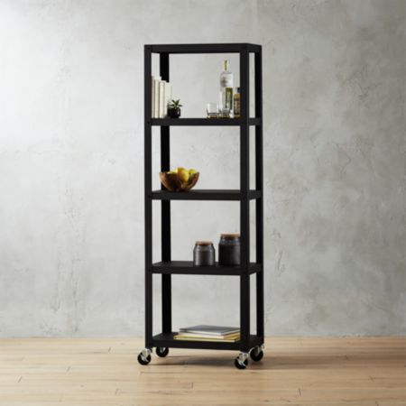 Go Cart Black Five Shelf Rolling Bookcase Reviews Cb2