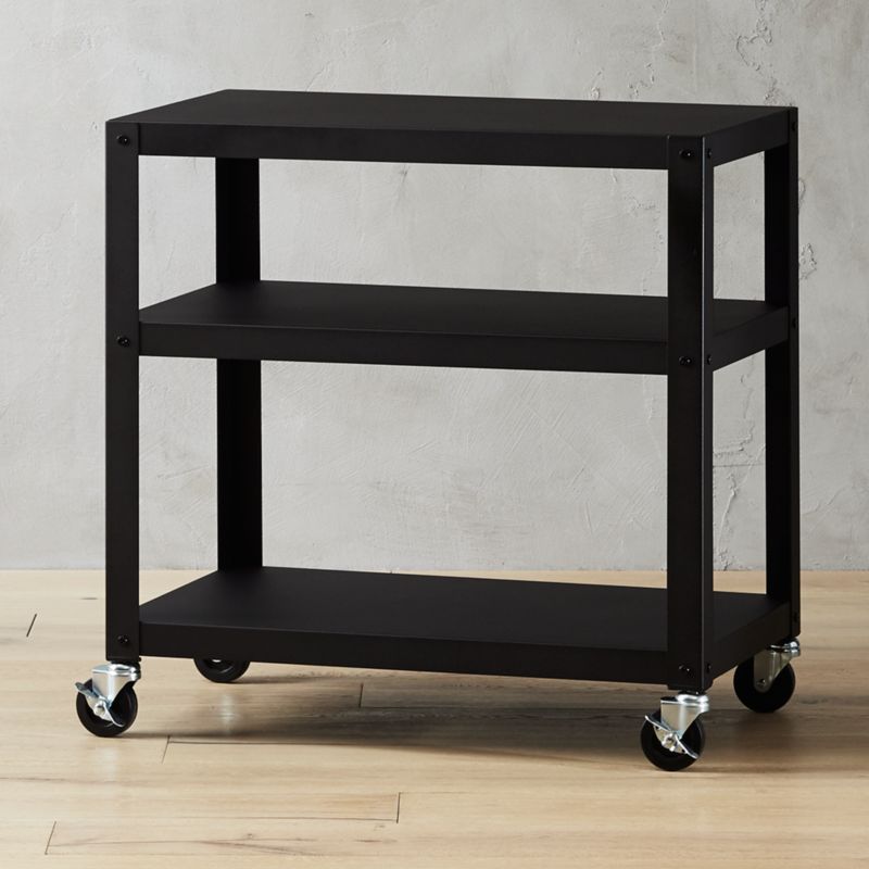 Office Carts Cb2 Go Cart Black 30 X18 Rolling