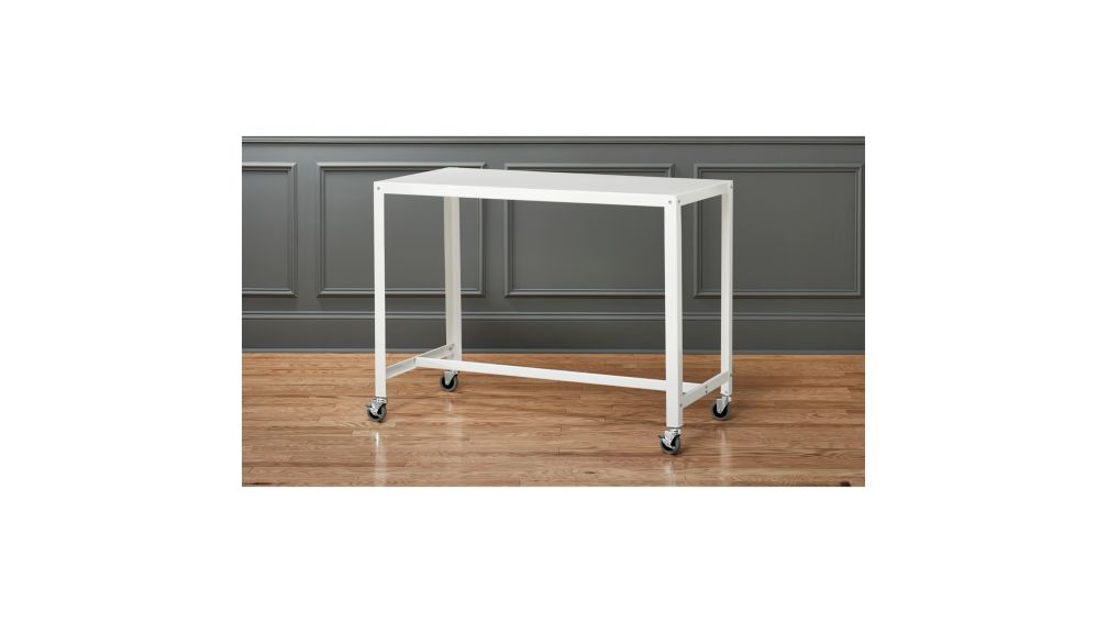 Go-Cart Rolling White Counter Table + Reviews | CB2