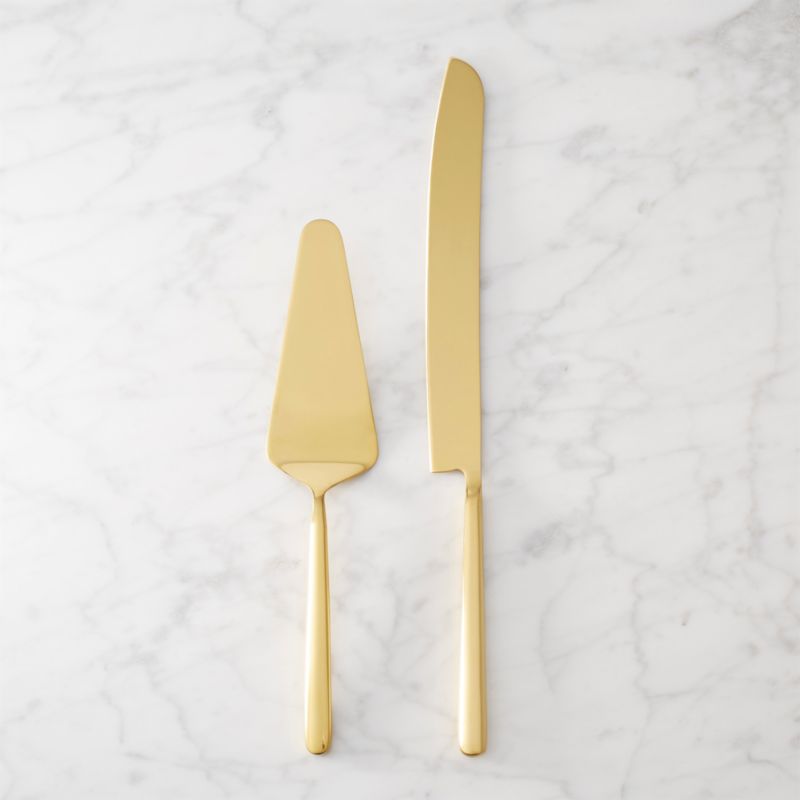 View 2-Piece Gold Cake Serving Set details