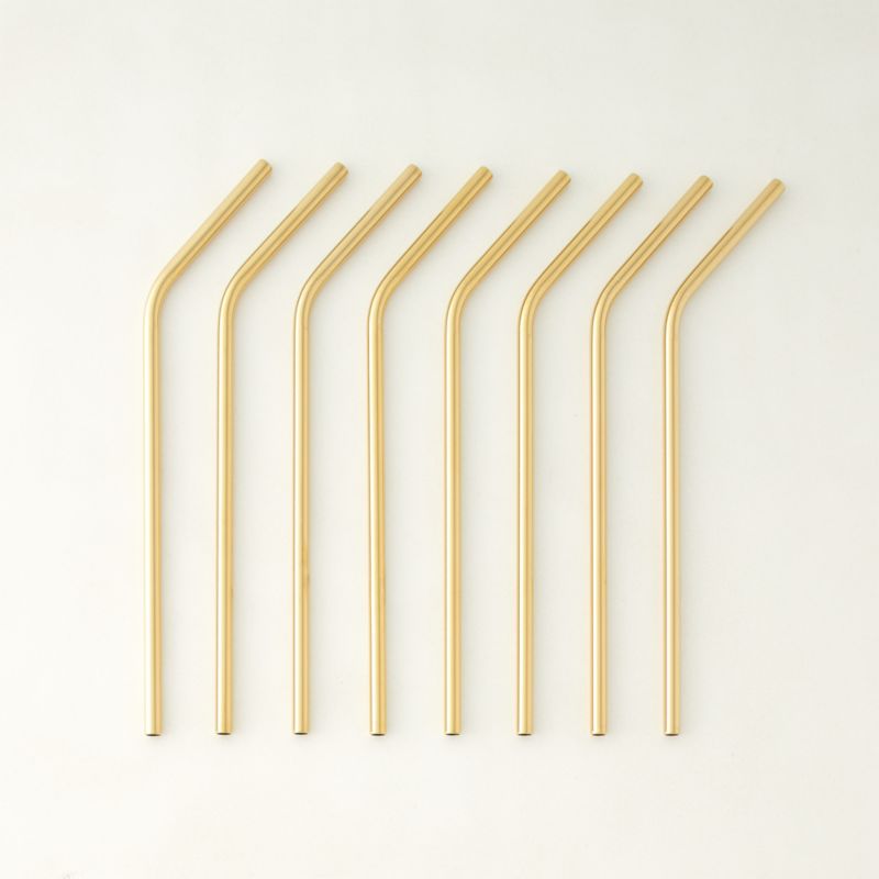 View Gold Stainless Steel Straw Set of 8 details