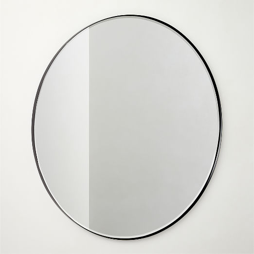 Graduate Beveled Black Round Wall Mirror 48"