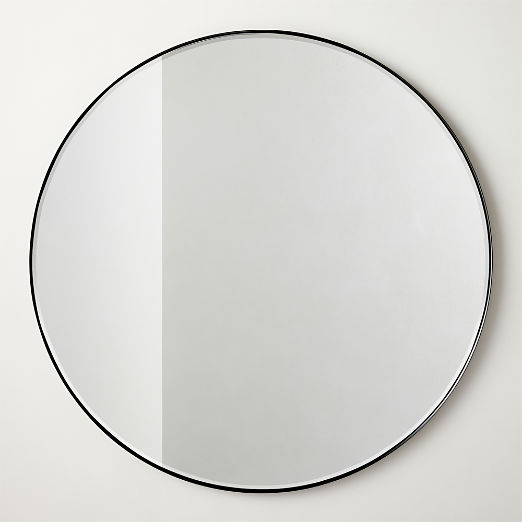 Graduate Beveled Black Round Wall Mirror 48"