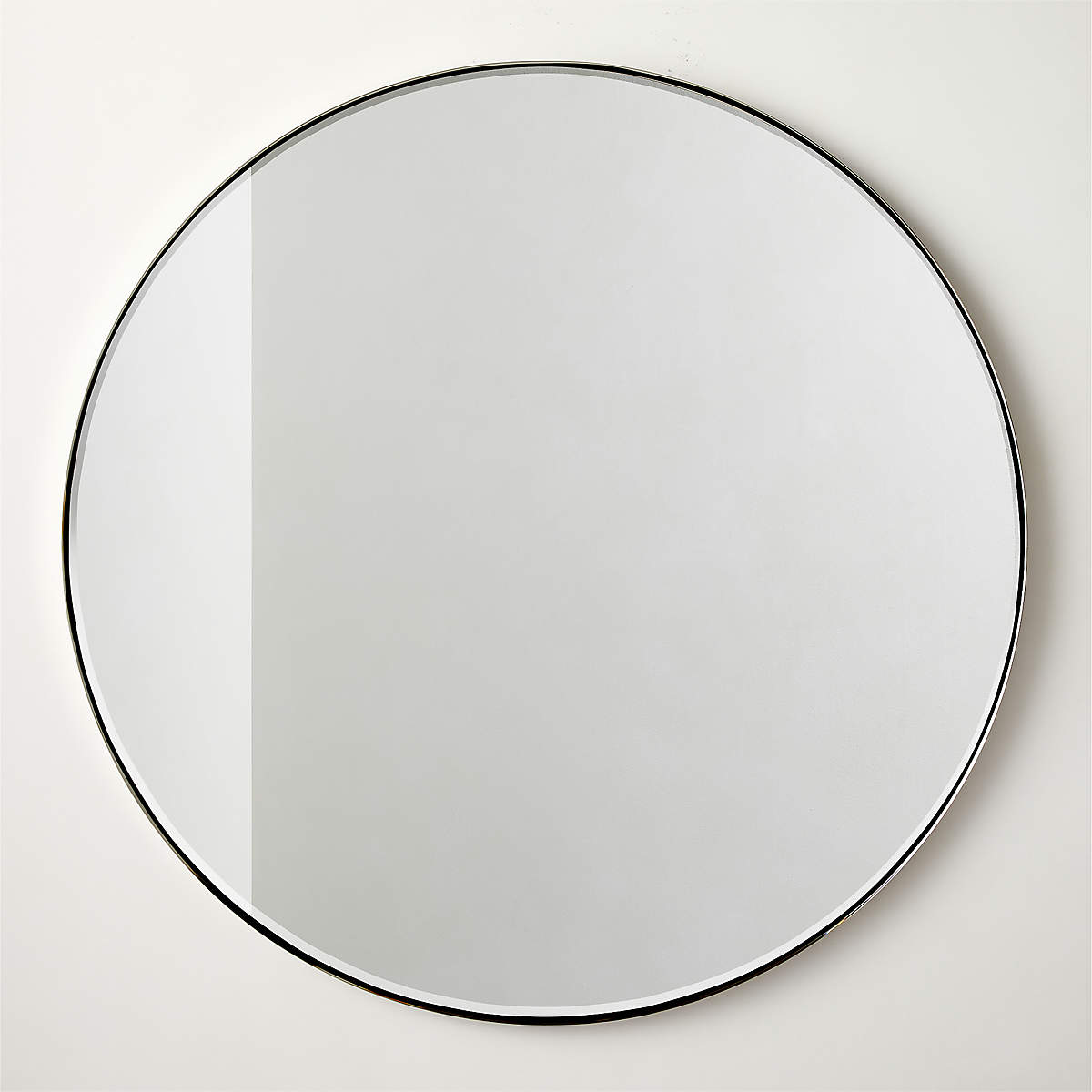 Graduate Beveled Polished Nickel Round Wall Mirror 48" + Reviews | CB2