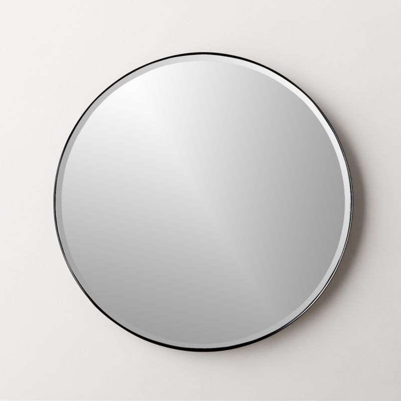 Graduate Black Round Wall Mirror 24" + Reviews CB2