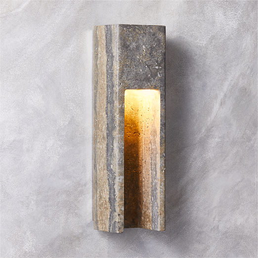 Graziano Indoor/Outdoor Dark Grey Travertine Wall Sconce