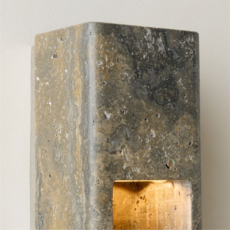 Graziano Indoor/Outdoor Dark Grey Travertine Wall Sconce Set of 2 - image 1 of 4