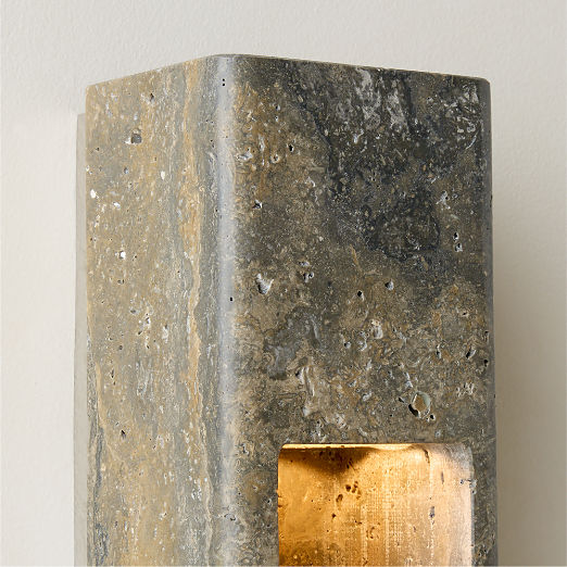 Graziano Indoor/Outdoor Dark Grey Travertine Wall Sconce Set of 2