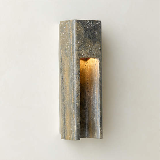 Graziano Indoor/Outdoor Dark Grey Travertine Wall Sconce