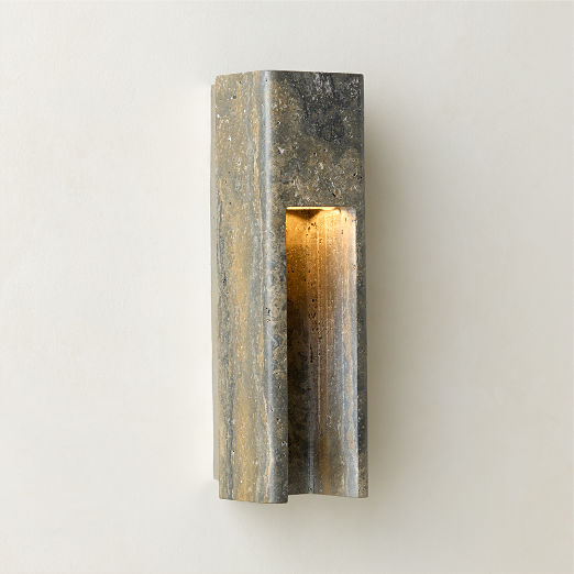 Graziano Indoor/Outdoor Dark Grey Travertine Wall Sconce Set of 2