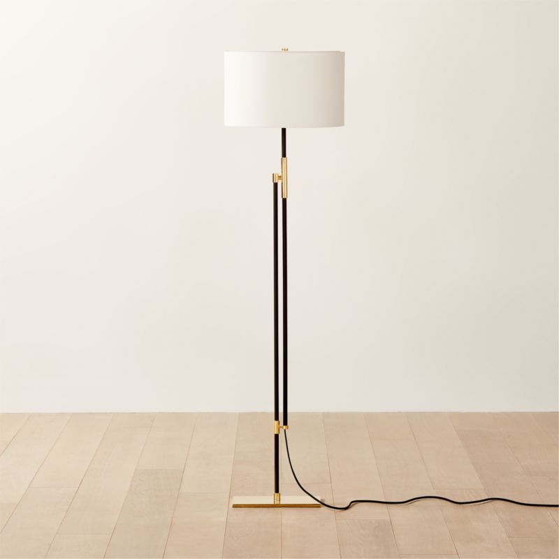 Greco Modern Matte Black and Polished Brass Floor Lamp | CB2