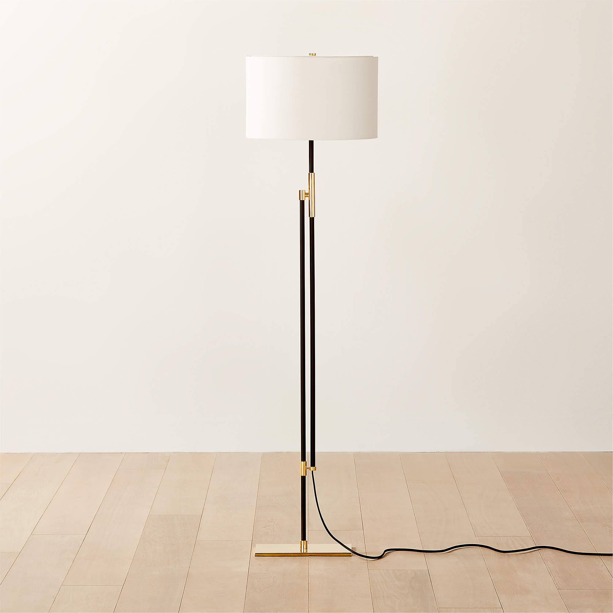 Greco Modern Matte Black and Polished Brass Floor Lamp CB2 Canada