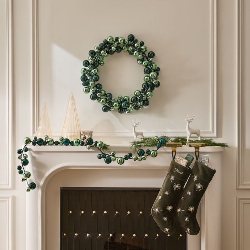 Green Ball Holiday Wreath 24" - image 1 of 3