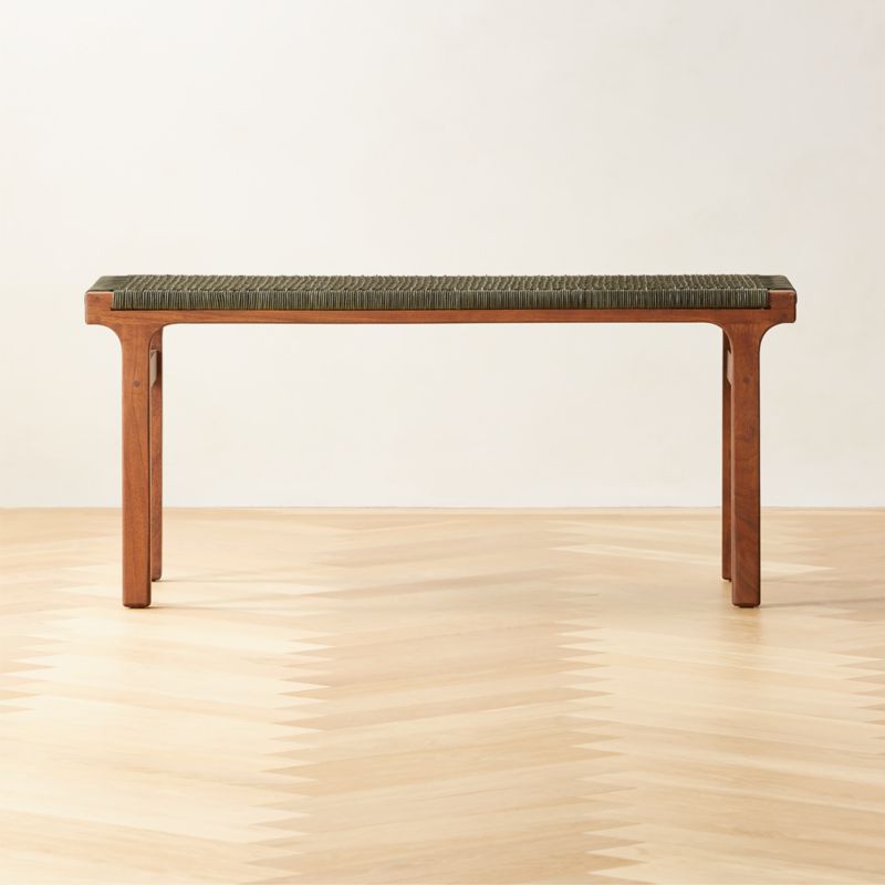 Small Modern Green Leather Bench CB2