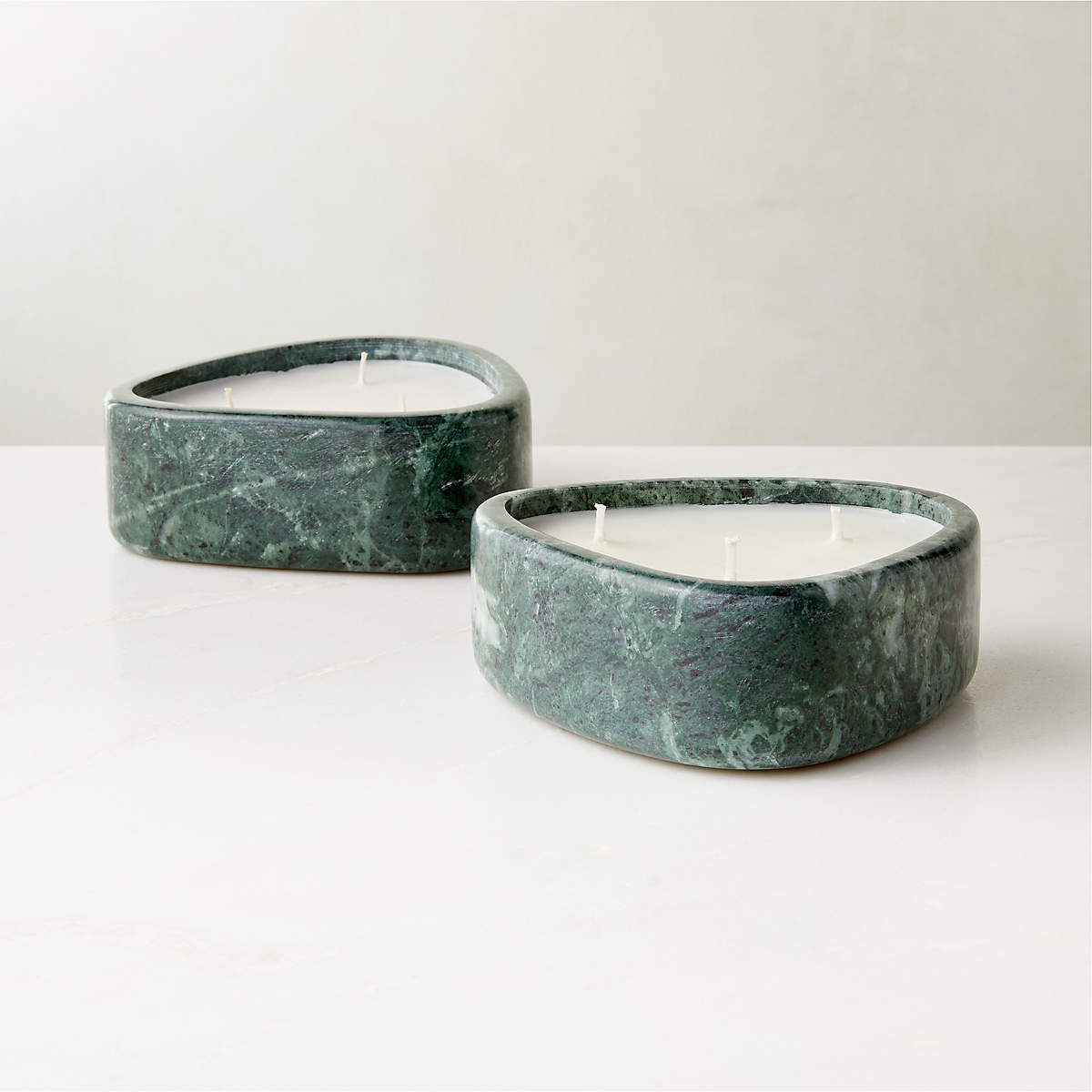 Modern Green Marble Candle Bowl + Reviews | CB2