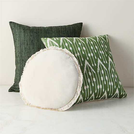 Green on Green Throw Pillow Set with Feather Down Inserts