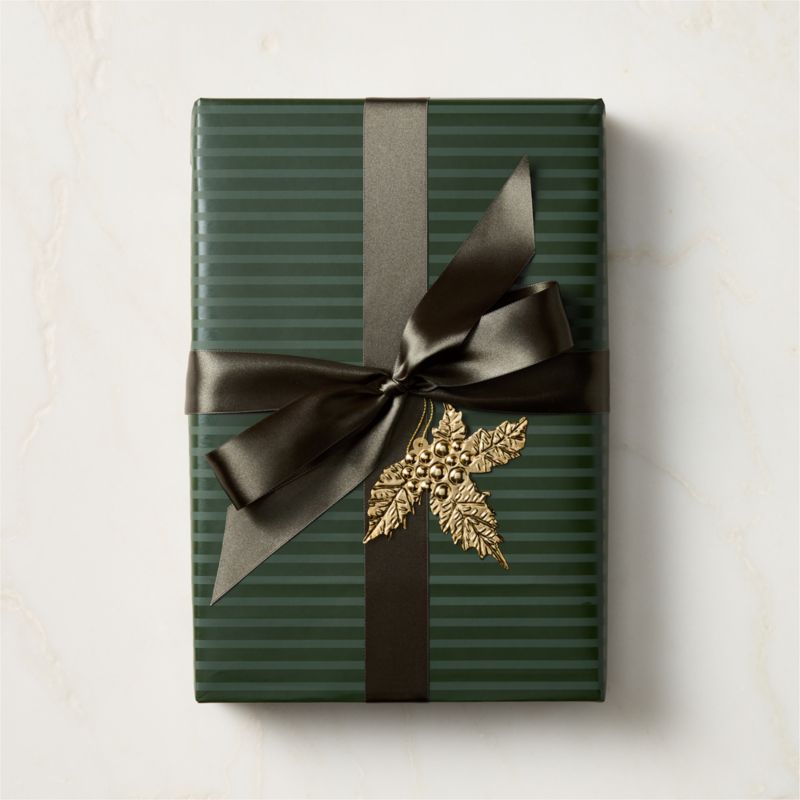 Green Striped Holiday Gift Wrap - image 2 of 3