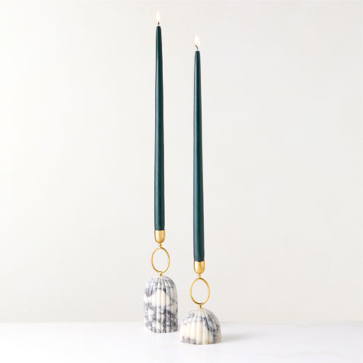 Green Taper Candles 18" Set of 2