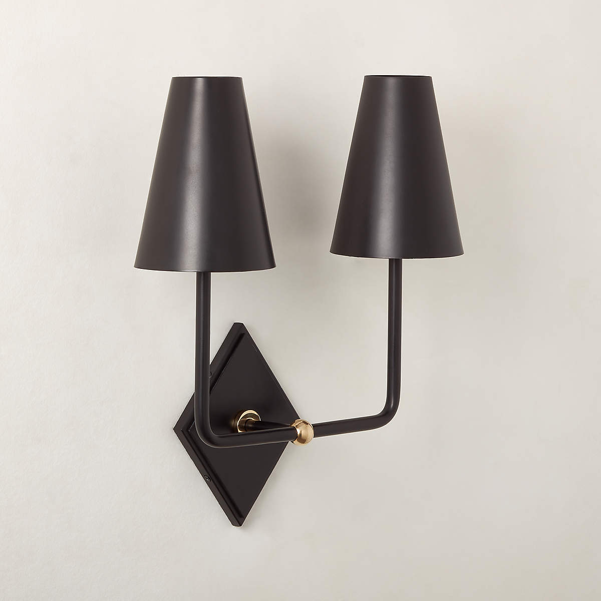 Greta Modern Matte Black Double Wall Sconce + Reviews | CB2 Canada